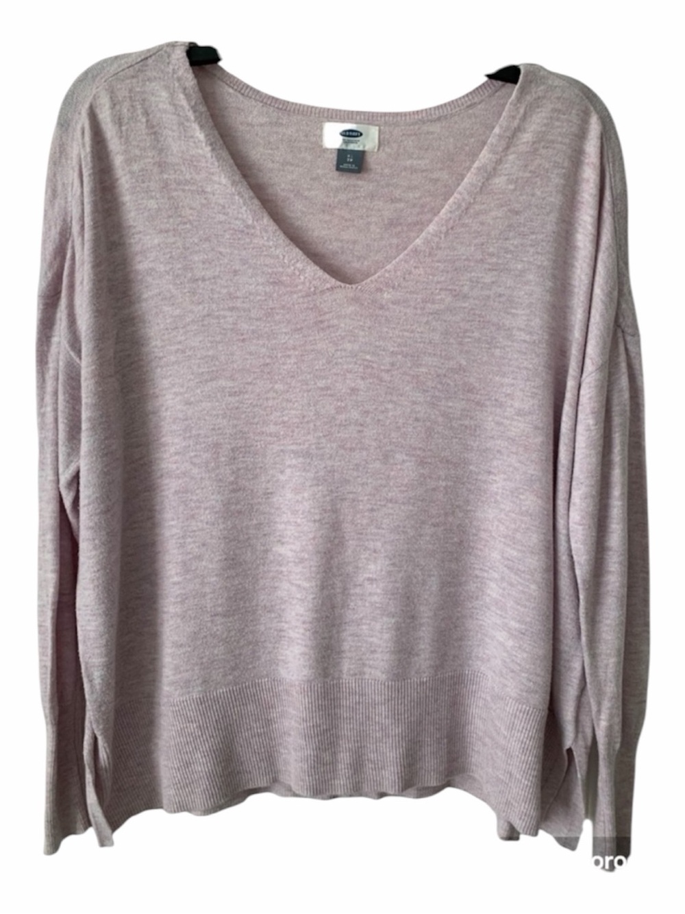 Old Navy Oversized Top Women XS Mauve Pink Long Lantern Sleeves Side Slit V Neck